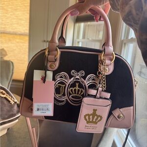 Juicy Couture Black and Pink Satchel with Gold Accents